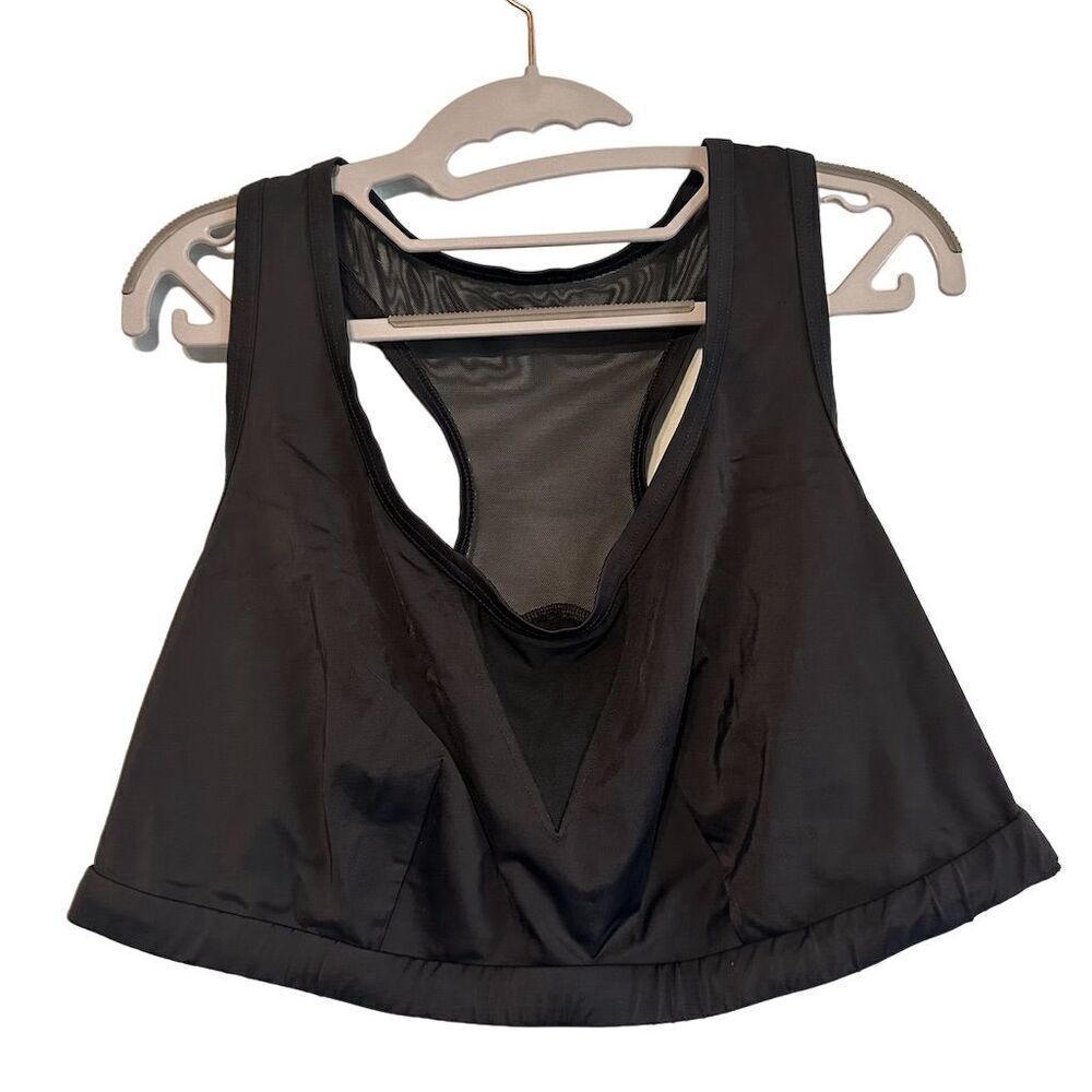 ASOS Women's Black Mesh Swim Top Size US 20 Wire-free Cropped Sleeveless